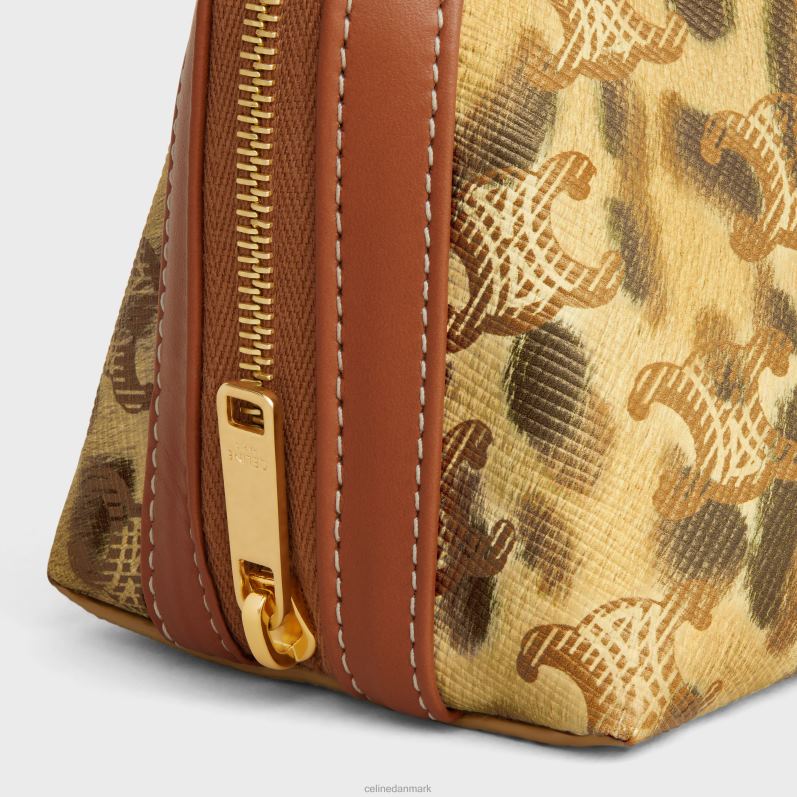 CELINE Mænd lille kosmetikpung i triomflærred med print & kalveskind F44FV1569 tilbehør leopard