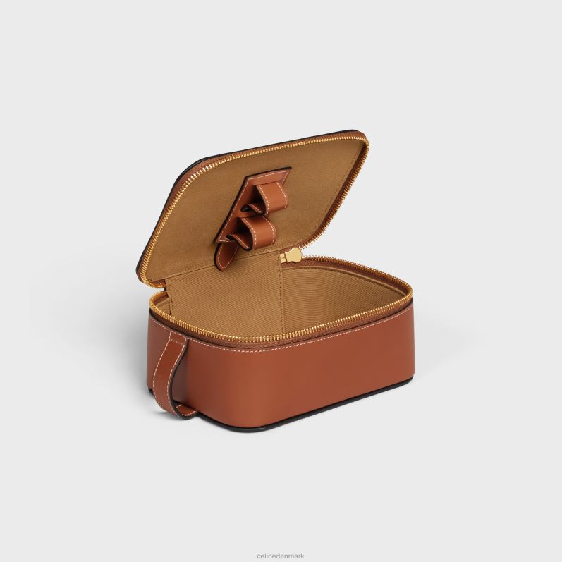 CELINE Mænd lille toilettaske i skinnende kalveskind F44FV1588 tilbehør tan