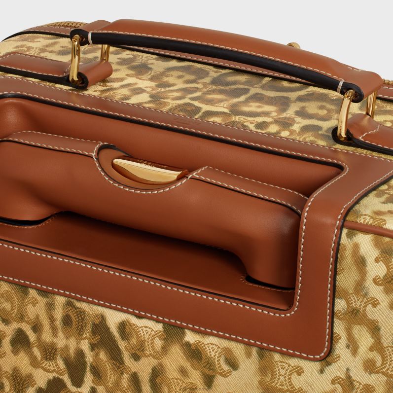 CELINE Mænd lille vogn i triomflærred med print & kalveskind F44FV1625 tilbehør leopard