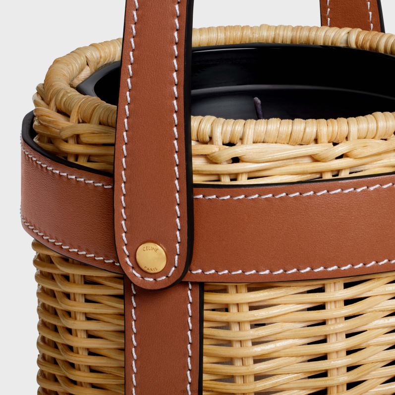 CELINE Mænd lysestage i rattan & kalveskind F44FV1527 tilbehør tan