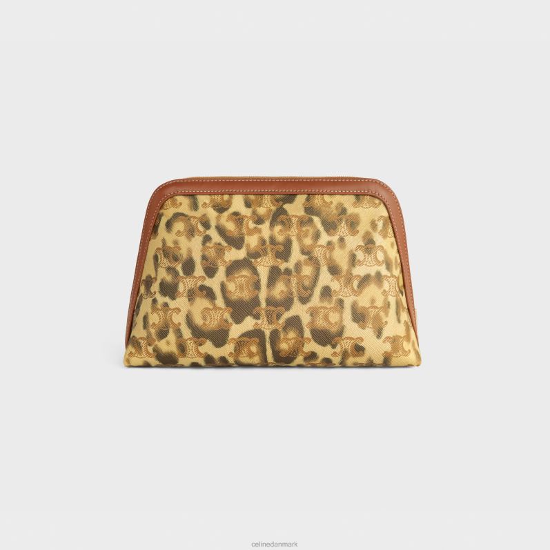 CELINE Mænd medium kosmetisk pose i triomflærred med print & kalveskind F44FV1568 tilbehør leopard