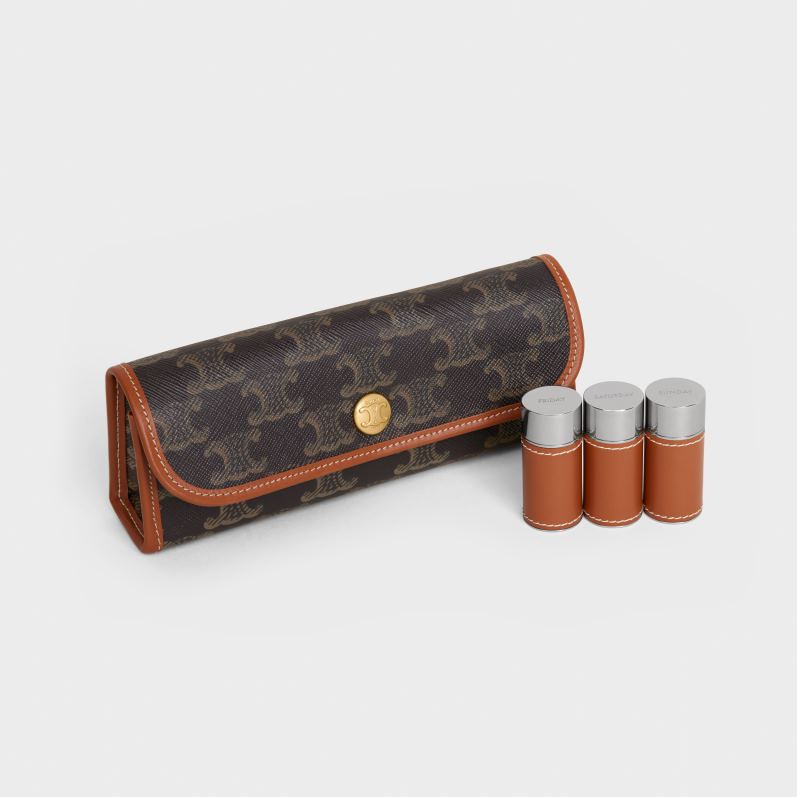 CELINE Mænd pilleæske i triomflærred F44FV1593 tilbehør tan