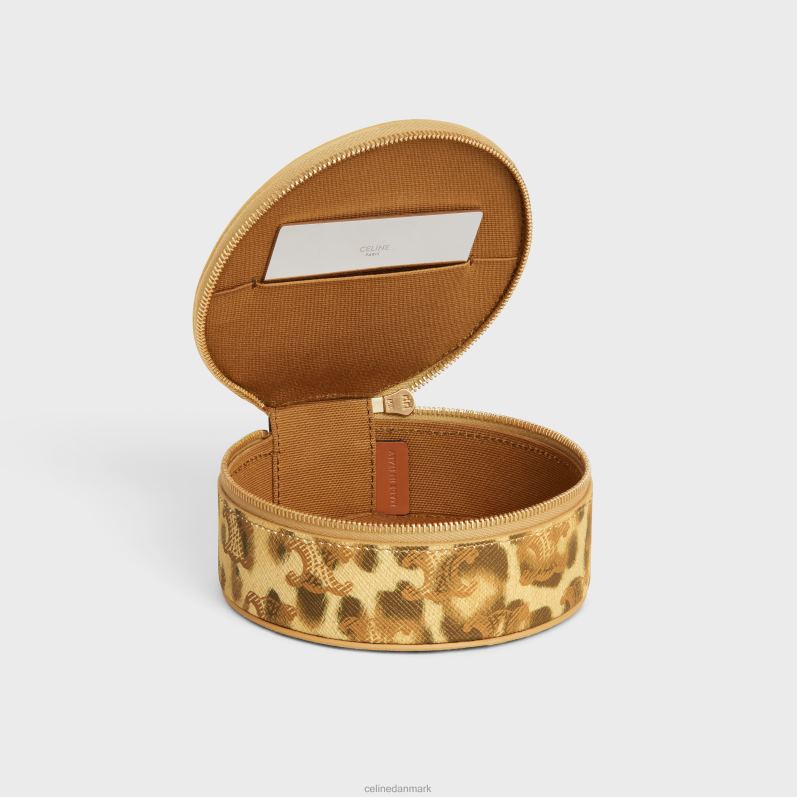 CELINE Mænd rundt etui med lynlås i triomphe canvas med print & kalveskind F44FV1570 tilbehør leopard