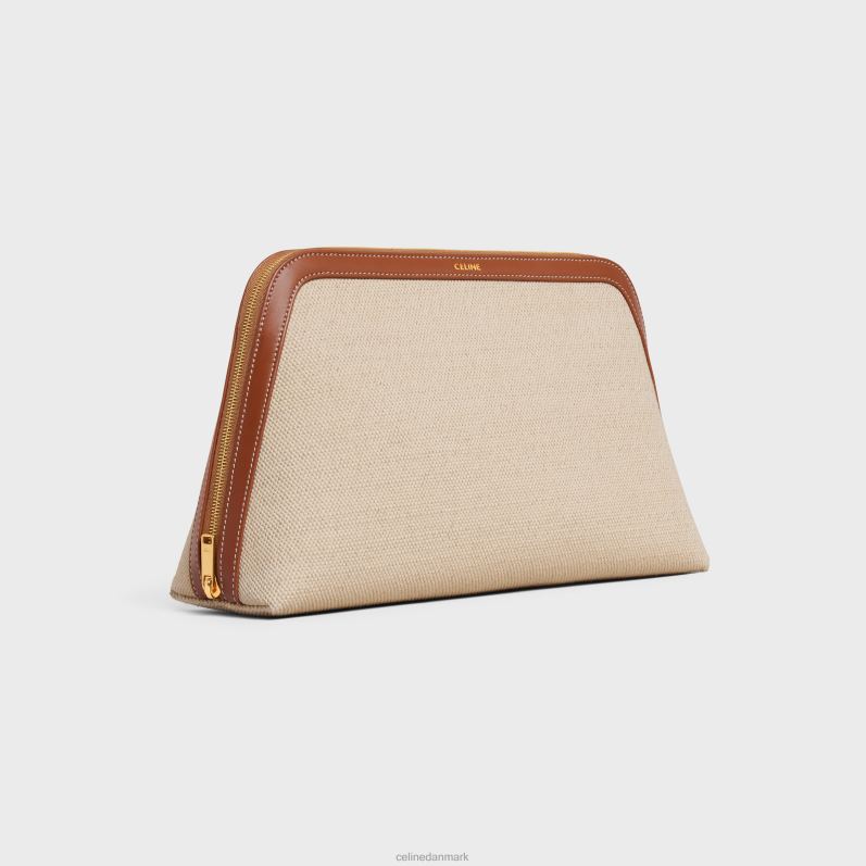 CELINE Mænd stor kosmetikpung i tekstil & kalveskind F44FV1577 tilbehør naturlig/brun