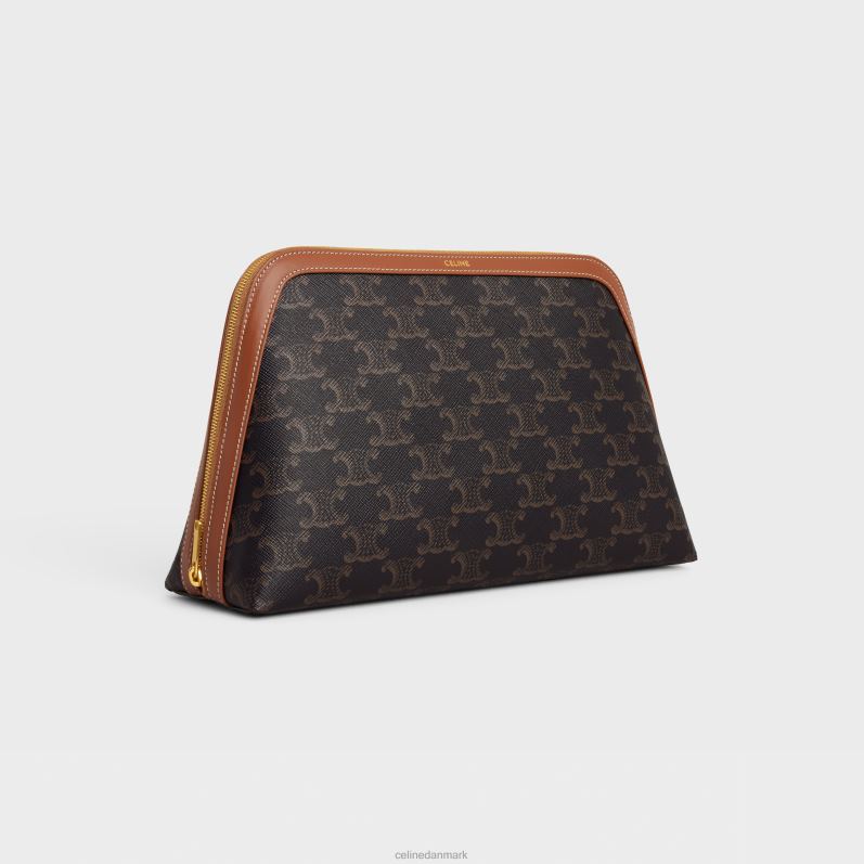 CELINE Mænd stor kosmetikpung i triomflærred & kalveskind F44FV1571 tilbehør tan