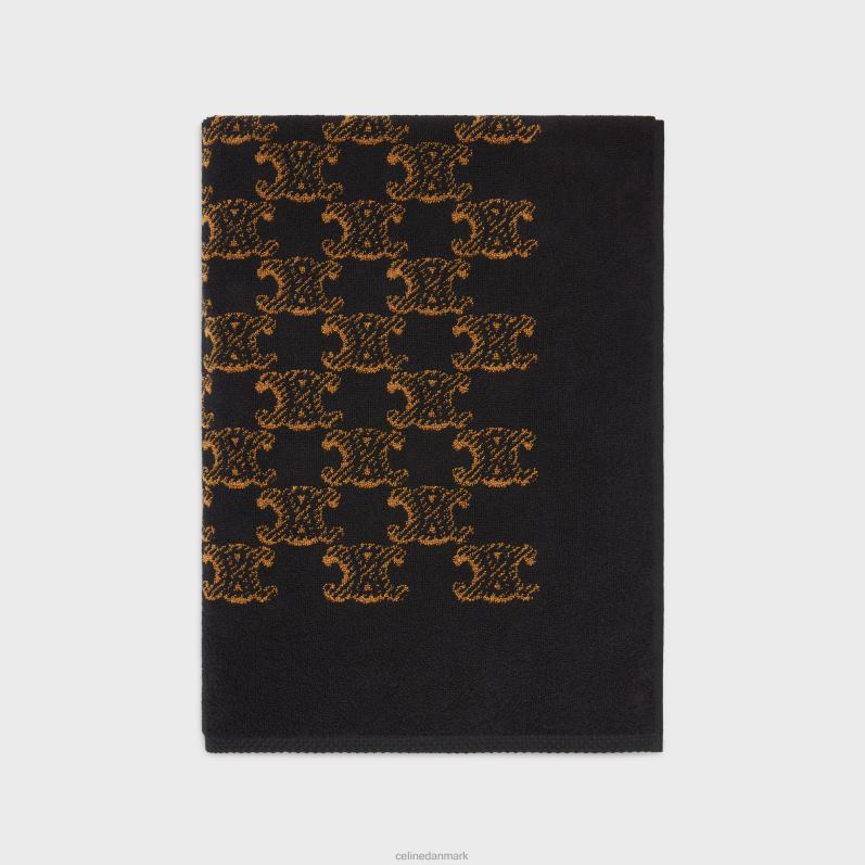 CELINE Mænd strandhåndklæde i monogram frottébomuld F44FV1689 tilbehør brun/kamel