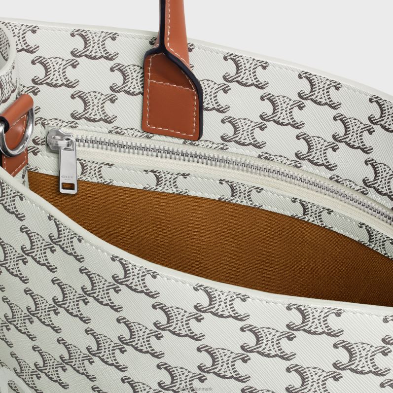 CELINE Mænd medium lodrette cabaer i triomflærred med tryk F44FV2099 tilbehør tan/ecru