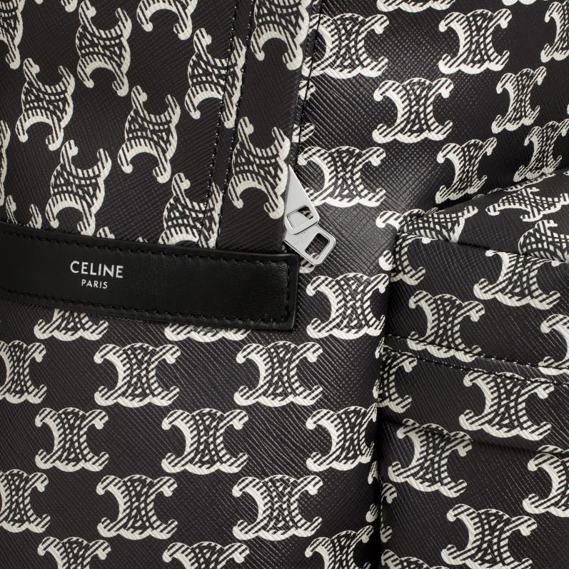 CELINE Mænd medium rygsæk i triomphe canvas tofarvet & kalveskind F44FV2087 tilbehør sort hvid