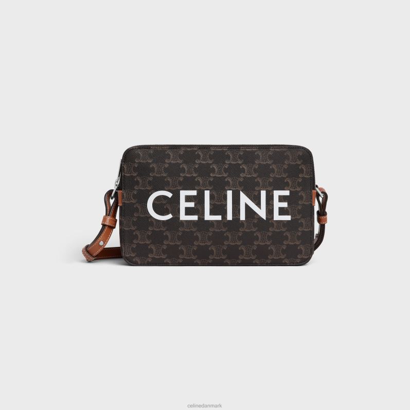 CELINE Mænd messenger dobbelt lynlås i triomphe canvas med print F44FV2081 tilbehør tan