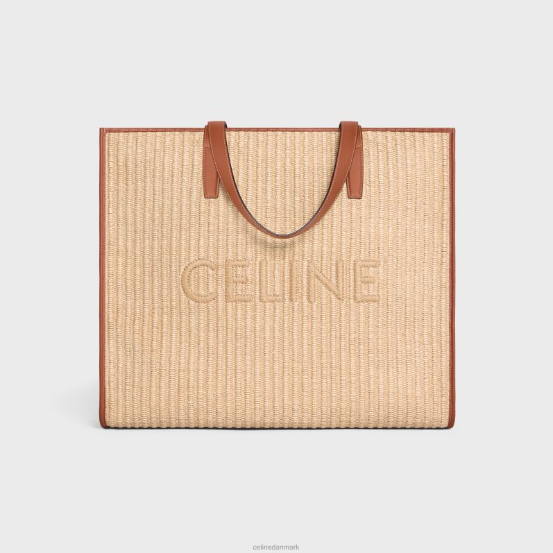 CELINE Mænd store cabaer i raffiaeffekt tekstil med broderi F44FV2110 tilbehør naturlig/brun