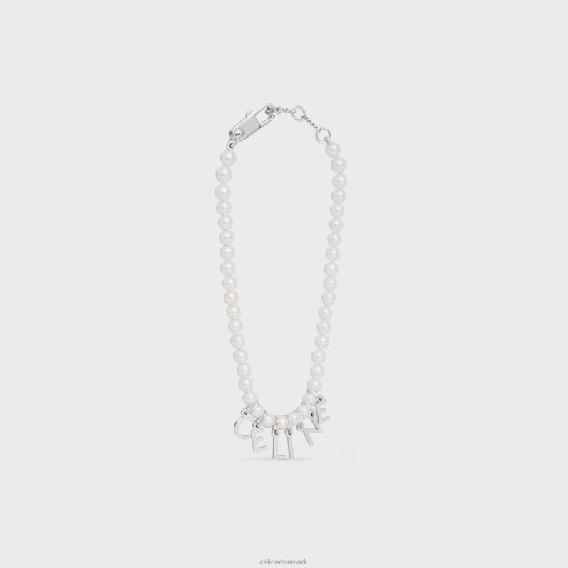 CELINE Mænd monokrome armbånd i glasperler & messing med rhodium finish F44FV2289 tilbehør elfenben/sølv