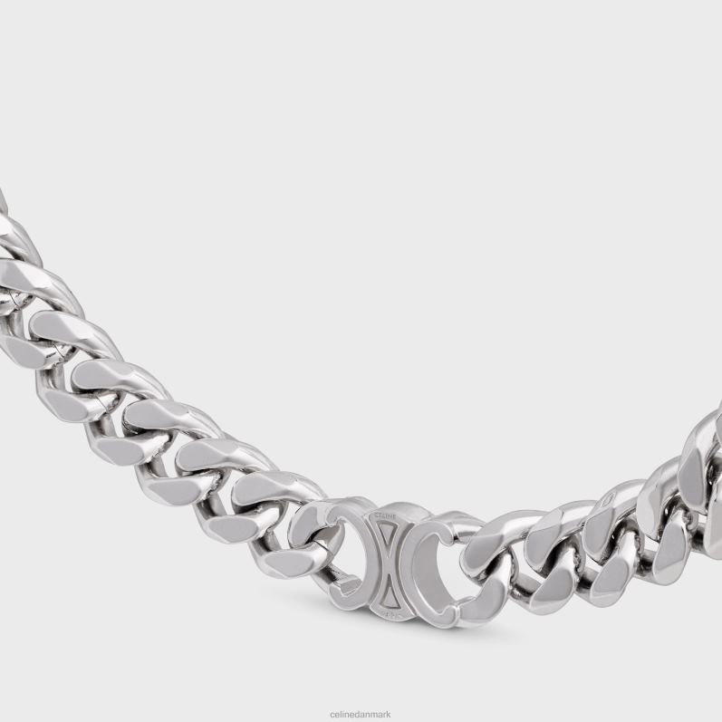 CELINE Mænd triomphe gourmet halskæde i messing med rhodium finish F44FV2277 tilbehør sølv