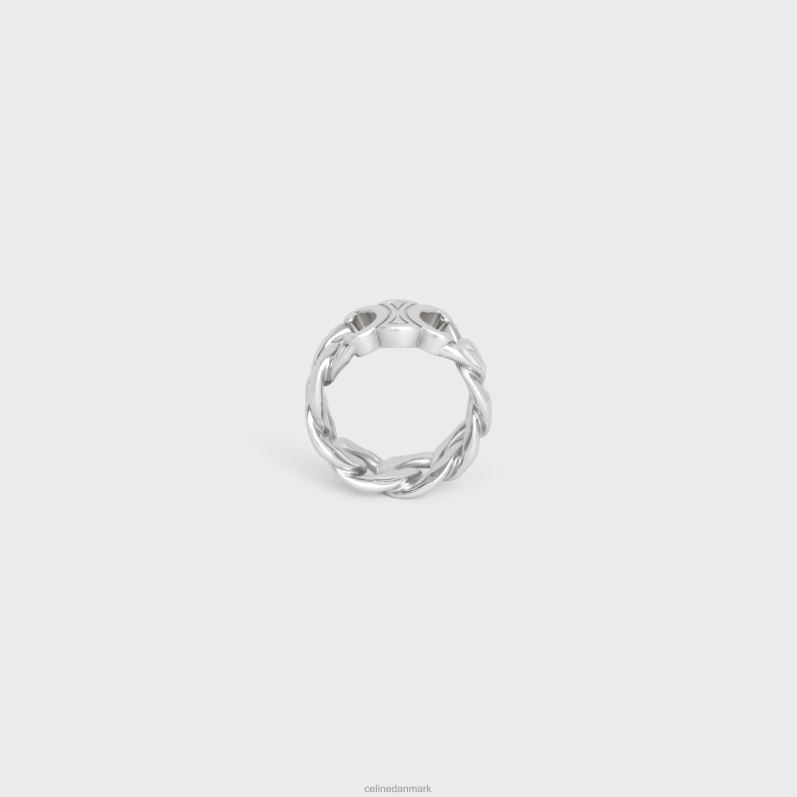 CELINE Mænd triomphe gourmetring i messing med rhodium finish F44FV2283 tilbehør sølv