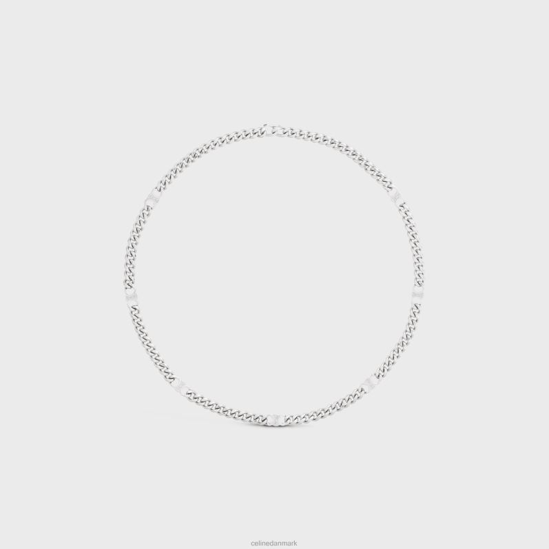 CELINE Mænd triomphe lille gourmethalskæde i messing med rhodiumfinish F44FV2278 tilbehør sølv