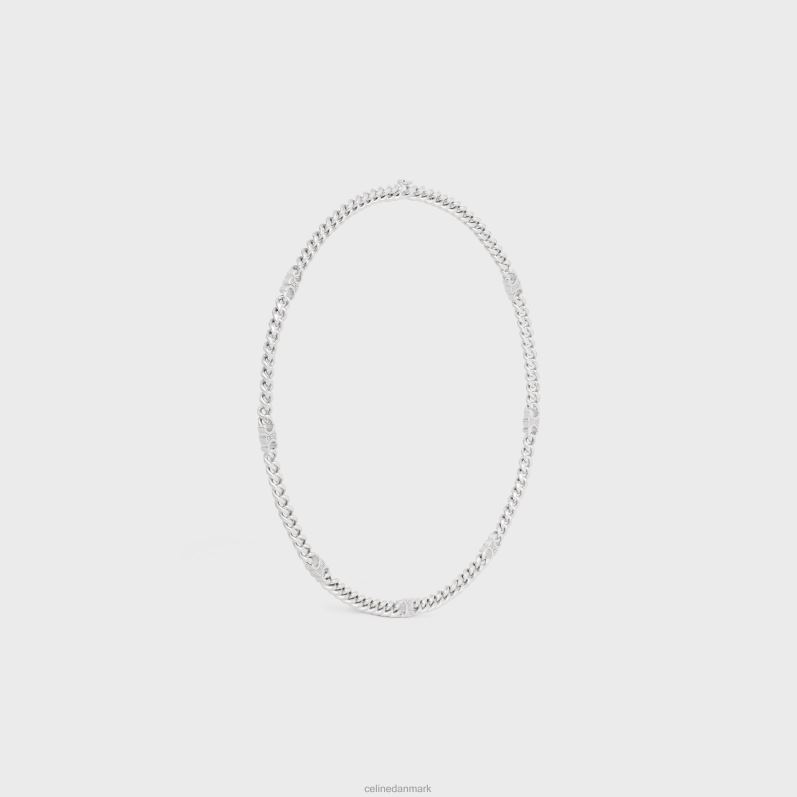 CELINE Mænd triomphe lille gourmethalskæde i messing med rhodiumfinish F44FV2278 tilbehør sølv