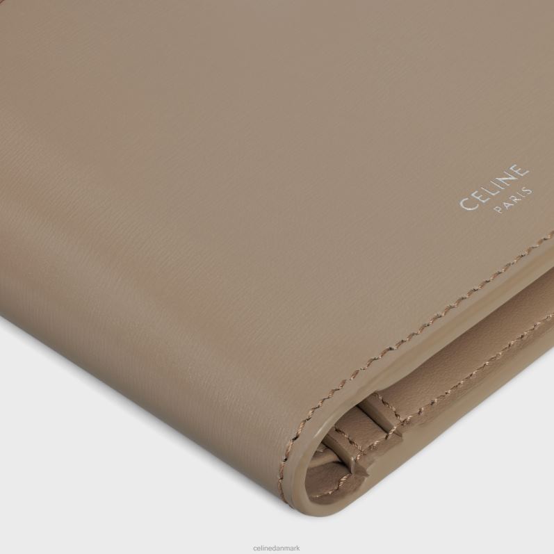 CELINE Mænd bi-fold pung med møntrum i skinnende kalveskind F44FV2160 tilbehør røgfarvet taupe