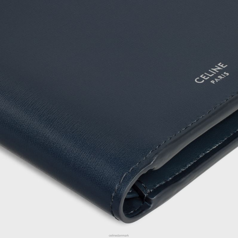 CELINE Mænd dobbeltfoldet pung i skinnende kalveskind F44FV2162 tilbehør bleu sacre