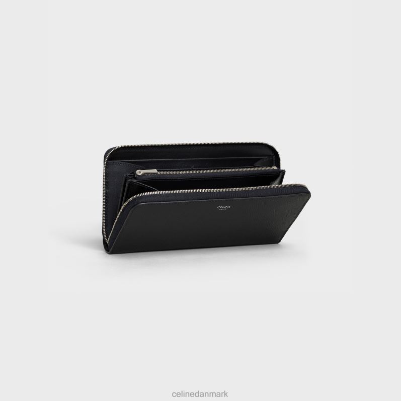 CELINE Mænd stor pung med lynlås i kornet kalveskind F44FV2168 tilbehør sort