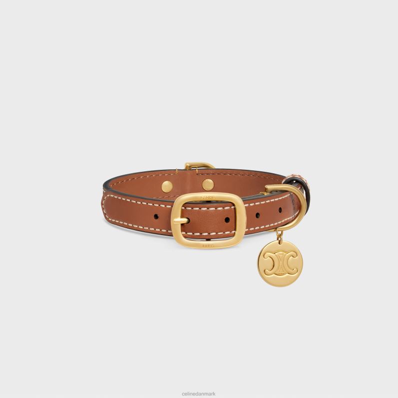 CELINE Mænd lille tyndt hundehalsbånd i triomflærred med print & kalveskind F44FV1712 tilbehør leopard