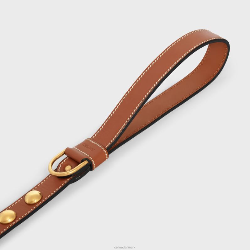 CELINE Mænd bred hundesnor i glat kalveskind med nitter F44FV1762 tilbehør tan