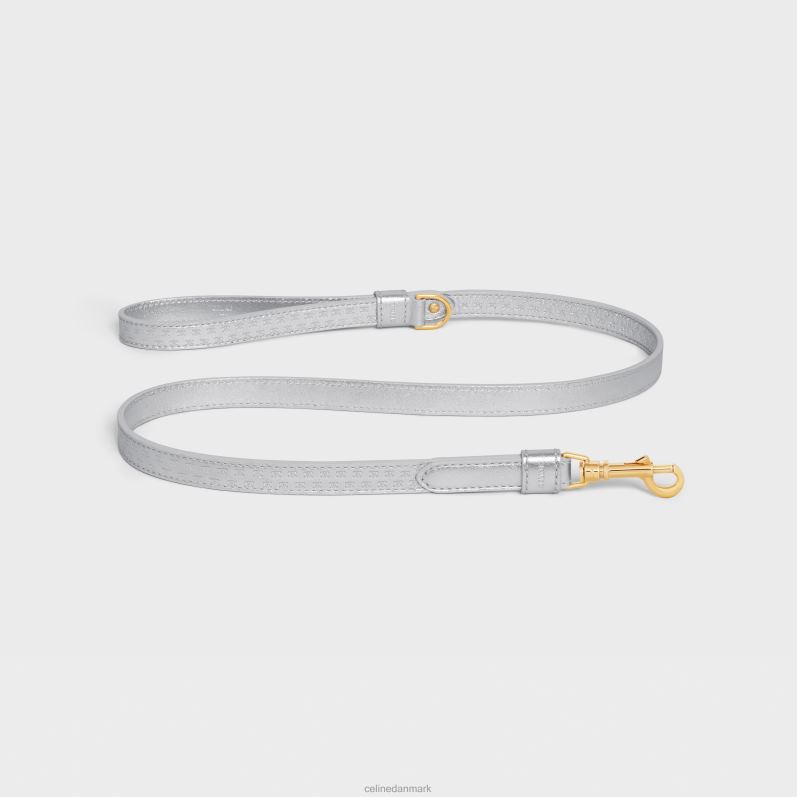 CELINE Mænd tynd hundesnor i lamineret kalveskind med triomf præget F44FV1716 tilbehør sølv